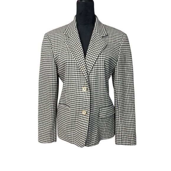 Sisley Houndstooth Wool Blazer Jacket Made in Italy - Size S - Classic Elegance - Picture 6 of 15